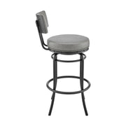 Leslie Swivel Counter or Bar Stool in Black Finish with Gray Faux Leather - Furniture City (CA)l