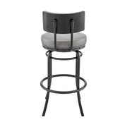 Leslie Swivel Counter or Bar Stool in Black Finish with Gray Faux Leather - Furniture City (CA)l