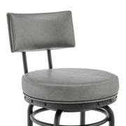 Leslie Swivel Counter or Bar Stool in Black Finish with Gray Faux Leather - Furniture City (CA)l