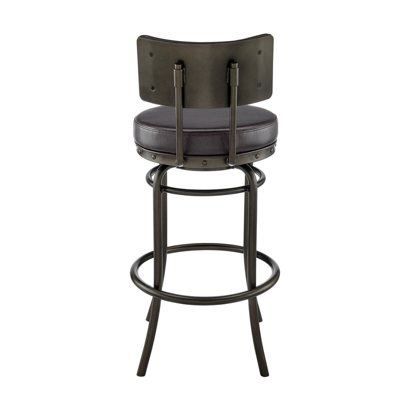 Leslie Swivel Counter or Bar Stool in Mocha Finish with Brown Faux Leather - Furniture City (CA)l