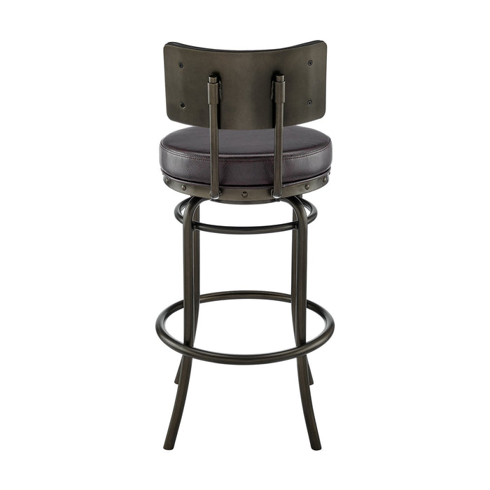 Leslie Swivel Counter or Bar Stool in Mocha Finish with Brown Faux Leather