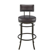 Leslie Swivel Counter or Bar Stool in Mocha Finish with Brown Faux Leather - Furniture City (CA)l