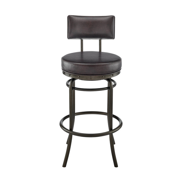 Leslie Swivel Counter or Bar Stool in Mocha Finish with Brown Faux Leather