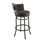 Leslie Swivel Counter or Bar Stool in Mocha Finish with Brown Faux Leather - Furniture City (CA)l