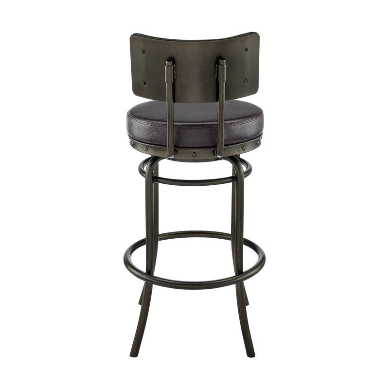 Leslie Swivel Counter or Bar Stool in Mocha Finish with Brown Faux Leather - Furniture City (CA)l