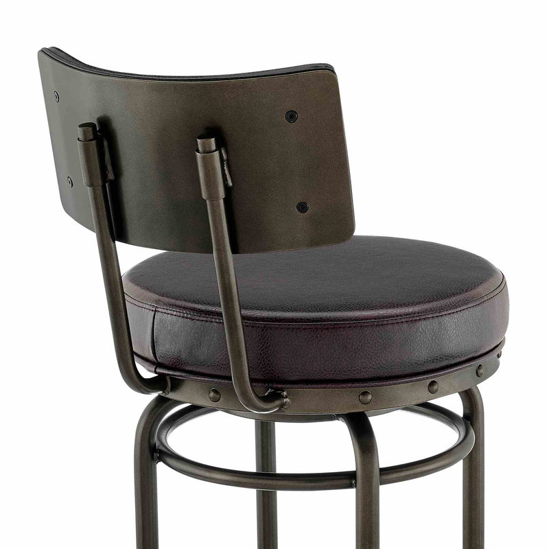 Leslie Swivel Counter or Bar Stool in Mocha Finish with Brown Faux Leather - Furniture City (CA)l