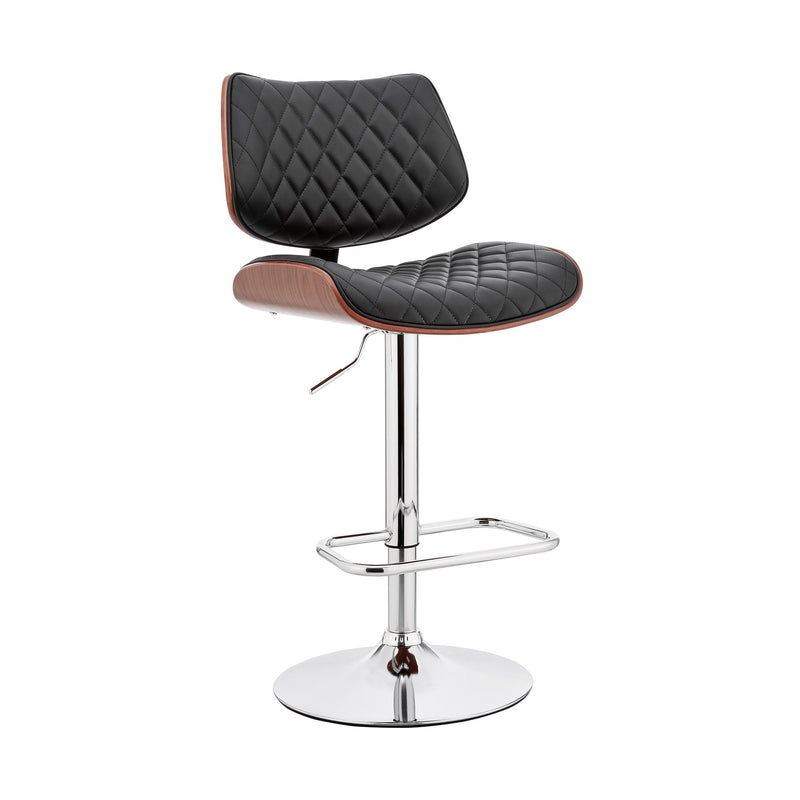 Leland Adjustable Black Faux Leather and Chrome Finish Bar Stool - Furniture City (CA)l