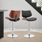 Leland Adjustable Black Faux Leather and Chrome Finish Bar Stool - Furniture City (CA)l