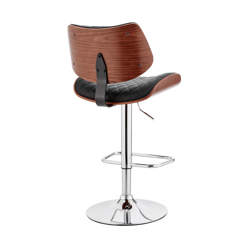 Leland Adjustable Black Faux Leather and Chrome Finish Bar Stool - Furniture City (CA)l