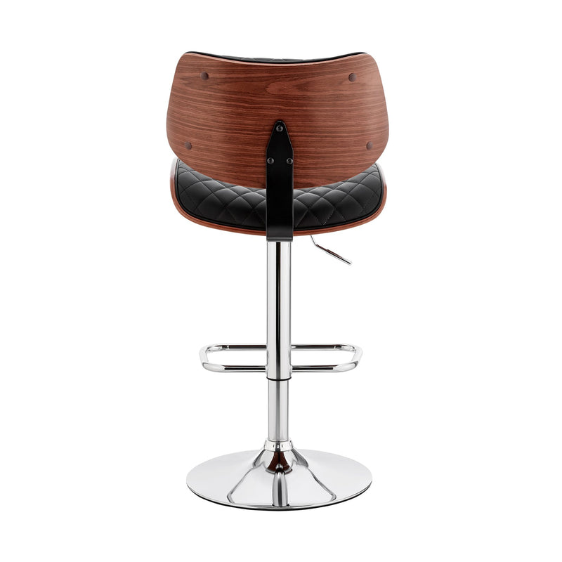 Leland Adjustable Black Faux Leather and Chrome Finish Bar Stool - Furniture City (CA)l