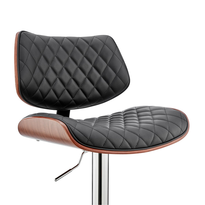 Leland Adjustable Black Faux Leather and Chrome Finish Bar Stool - Furniture City (CA)l