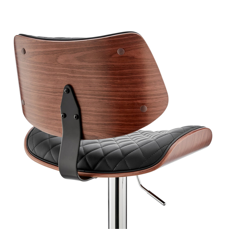 Leland Adjustable Black Faux Leather and Chrome Finish Bar Stool - Furniture City (CA)l