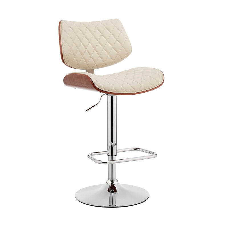 Leland Adjustable Cream Faux Leather and Chrome Finish Bar Stool - Furniture City (CA)l