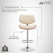 Leland Adjustable Cream Faux Leather and Chrome Finish Bar Stool - Furniture City (CA)l