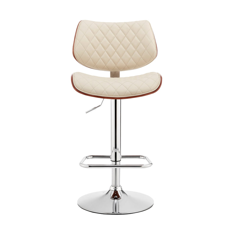 Leland Adjustable Cream Faux Leather and Chrome Finish Bar Stool - Furniture City (CA)l