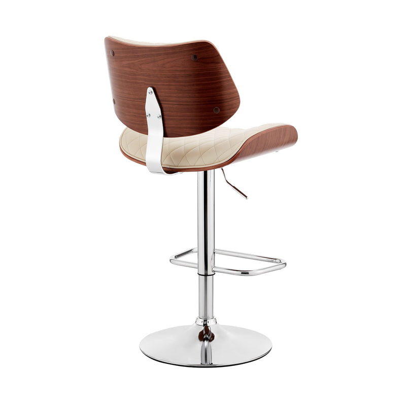 Leland Adjustable Cream Faux Leather and Chrome Finish Bar Stool - Furniture City (CA)l