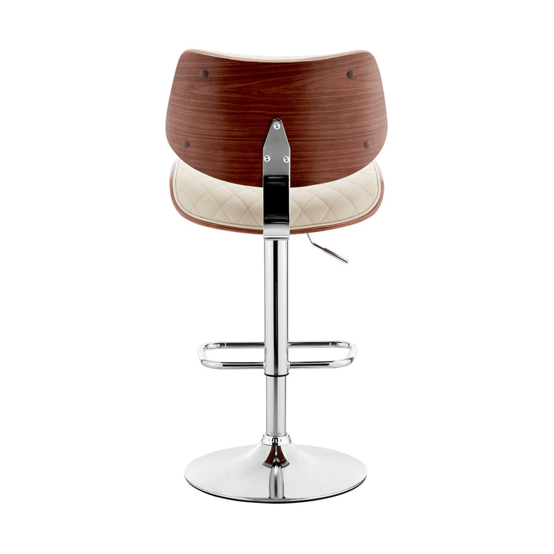 Leland Adjustable Cream Faux Leather and Chrome Finish Bar Stool - Furniture City (CA)l