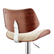 Leland Adjustable Cream Faux Leather and Chrome Finish Bar Stool - Furniture City (CA)l