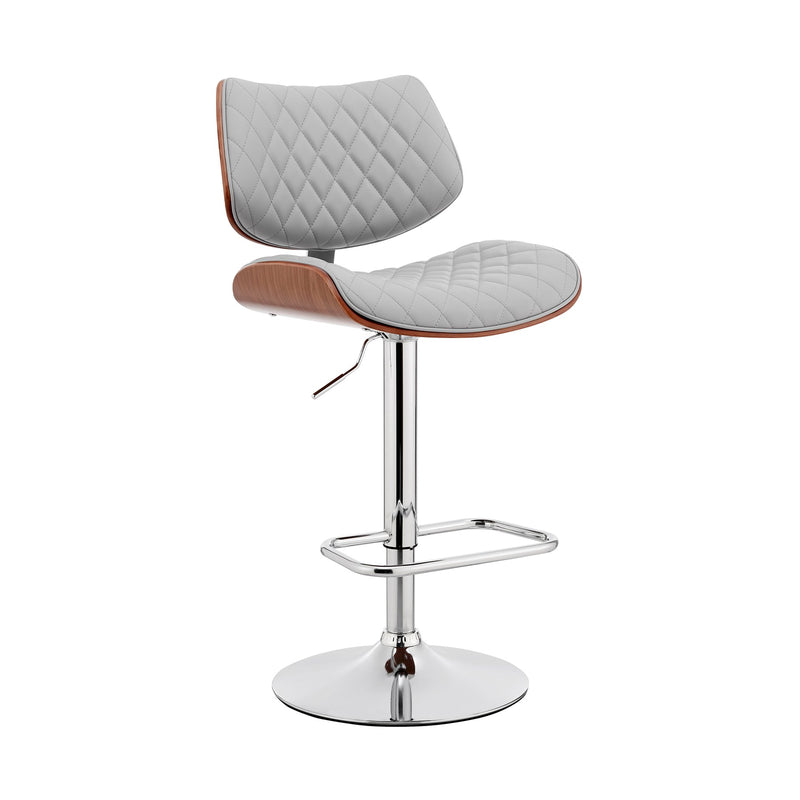 Leland Adjustable Gray Faux Leather and Chrome Finish Bar Stool - Furniture City (CA)l