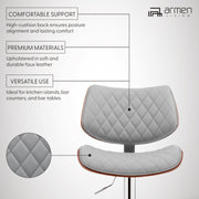 Leland Adjustable Gray Faux Leather and Chrome Finish Bar Stool - Furniture City (CA)l