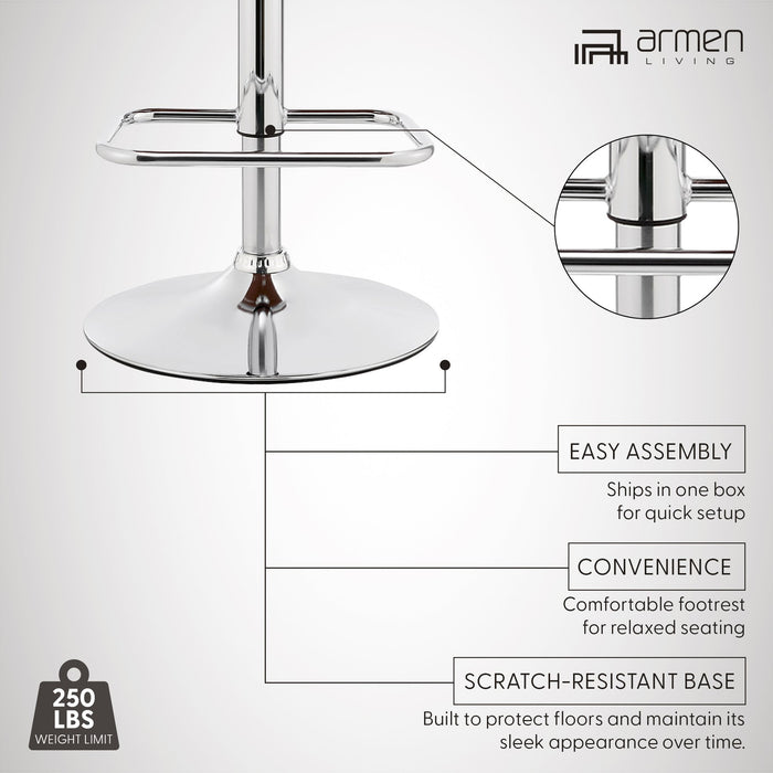 Leland Adjustable Gray Faux Leather and Chrome Finish Bar Stool