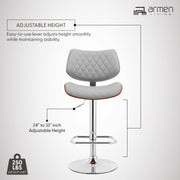 Leland Adjustable Gray Faux Leather and Chrome Finish Bar Stool - Furniture City (CA)l