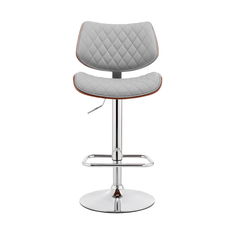 Leland Adjustable Gray Faux Leather and Chrome Finish Bar Stool - Furniture City (CA)l