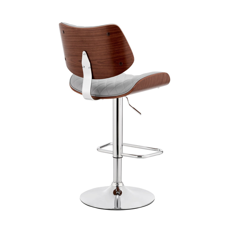 Leland Adjustable Gray Faux Leather and Chrome Finish Bar Stool - Furniture City (CA)l
