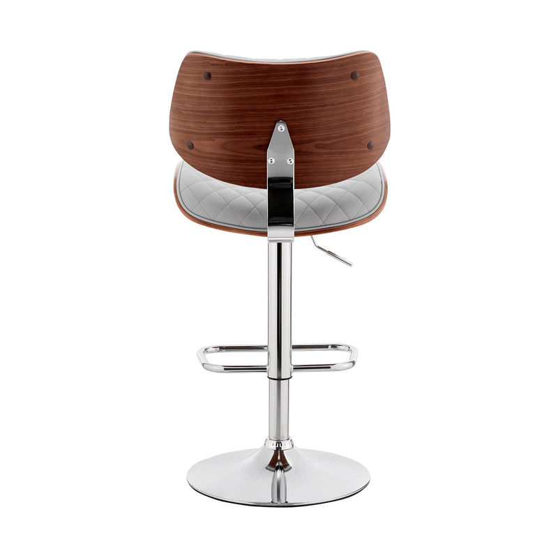 Leland Adjustable Gray Faux Leather and Chrome Finish Bar Stool - Furniture City (CA)l