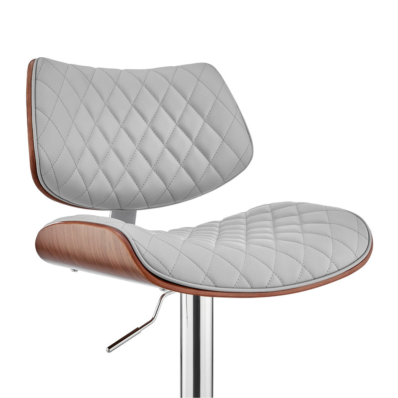 Leland Adjustable Gray Faux Leather and Chrome Finish Bar Stool - Furniture City (CA)l
