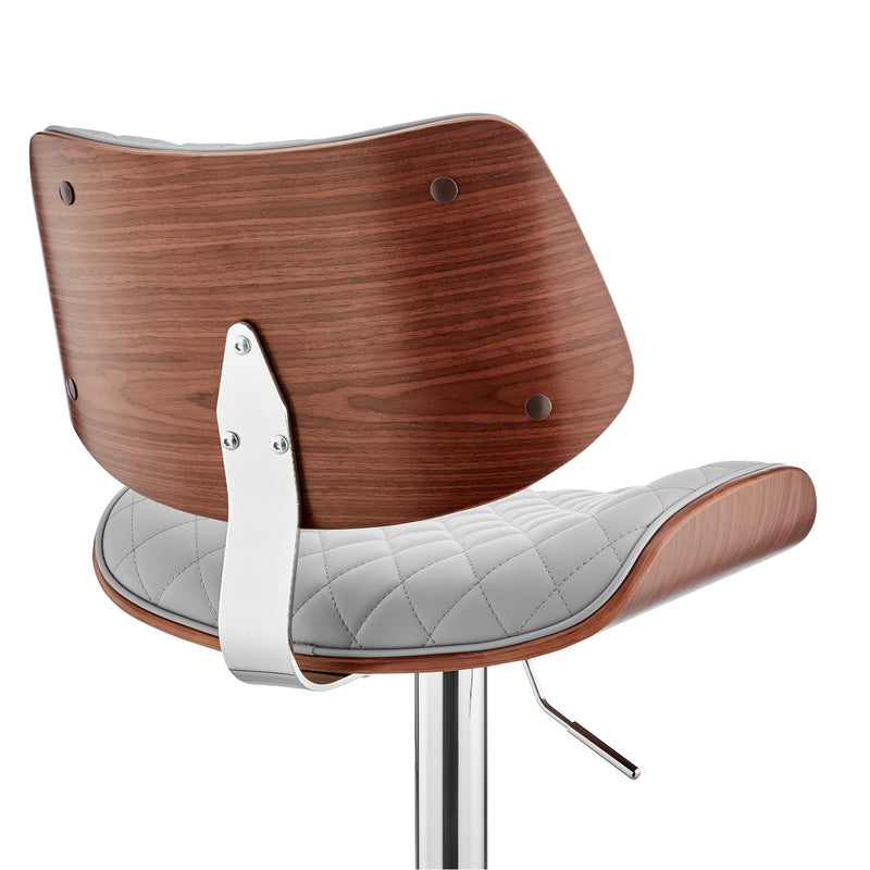 Leland Adjustable Gray Faux Leather and Chrome Finish Bar Stool - Furniture City (CA)l