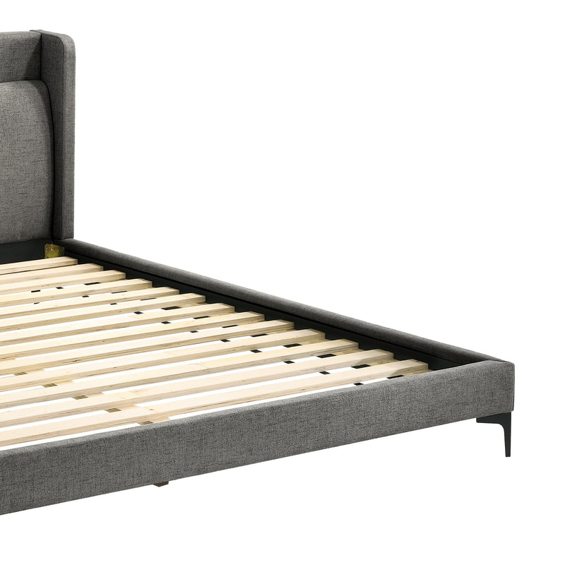 Legend Gray Fabric Eastern King Platform Bed with Black Metal Legs - Furniture City (CA)l