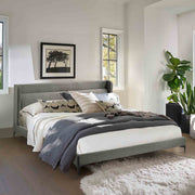 Legend Gray Fabric Eastern King Platform Bed with Black Metal Legs - Furniture City (CA)l