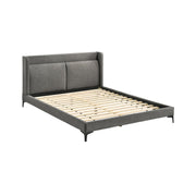 Legend Gray Fabric Queen Platform Bed with Black Metal Legs - Furniture City (CA)l