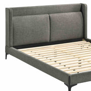 Legend Gray Fabric Queen Platform Bed with Black Metal Legs - Furniture City (CA)l