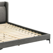 Legend Gray Fabric Queen Platform Bed with Black Metal Legs - Furniture City (CA)l