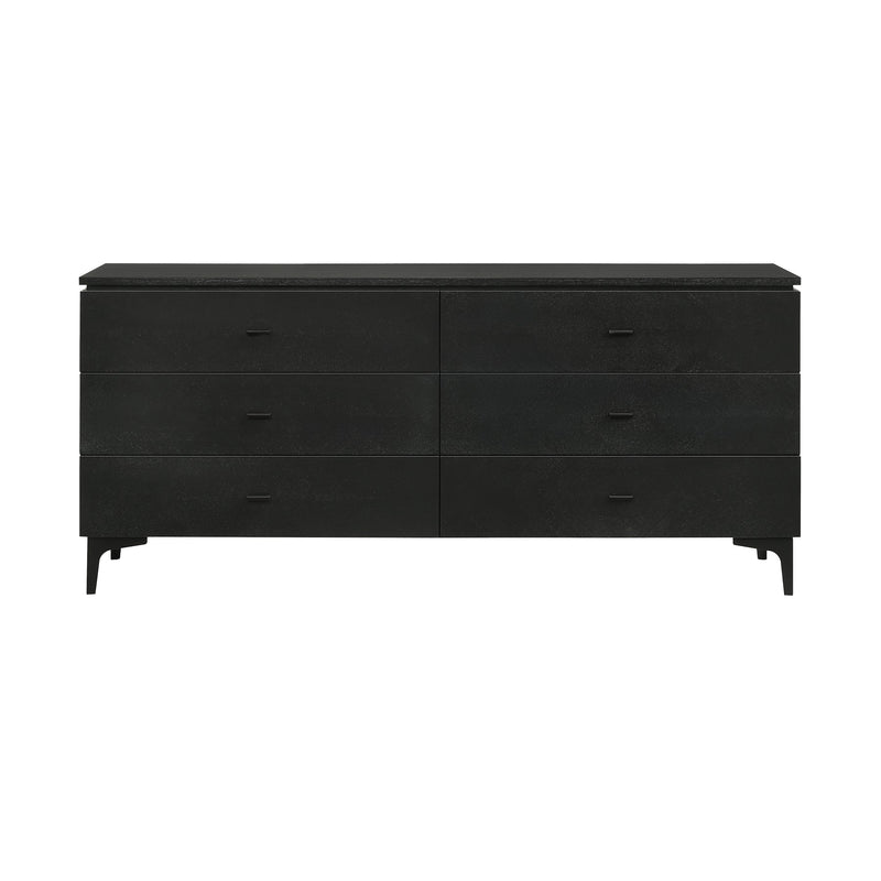 Legend Black Glaze Ash Veneer 6 Drawer Dresser with Metal Legs - Furniture City (CA)l