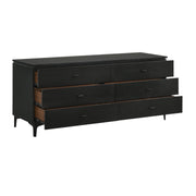 Legend Black Glaze Ash Veneer 6 Drawer Dresser with Metal Legs - Furniture City (CA)l