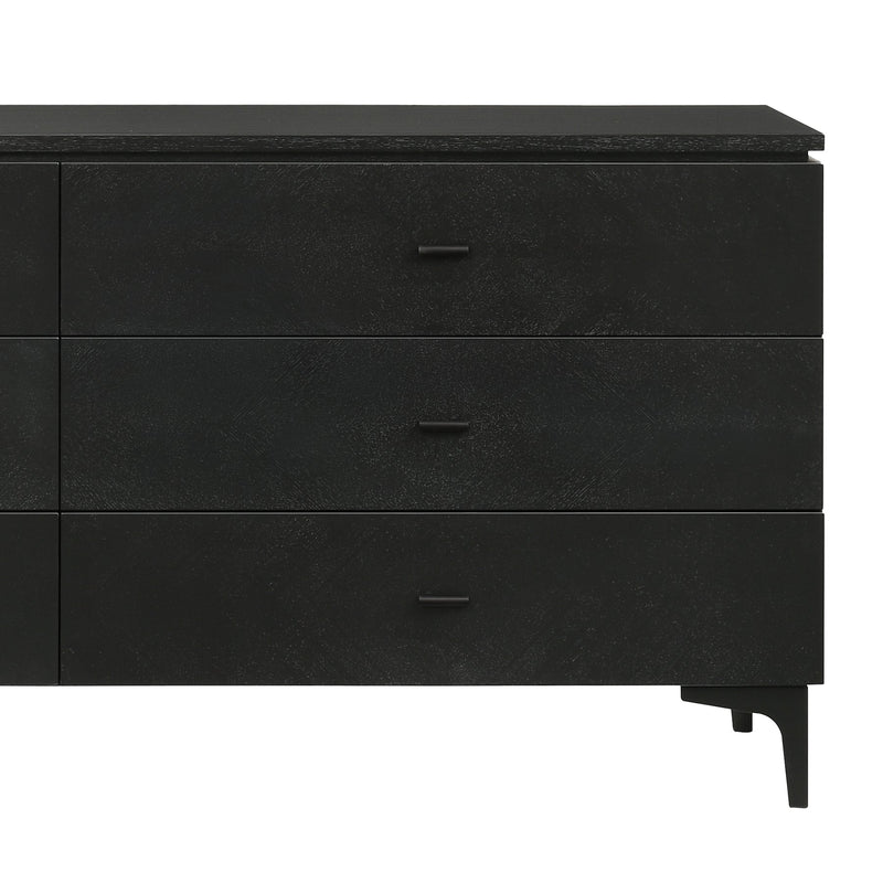 Legend Black Glaze Ash Veneer 6 Drawer Dresser with Metal Legs - Furniture City (CA)l