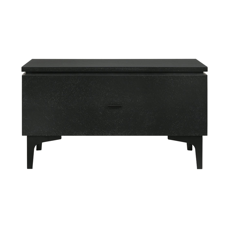 Legend Black Glaze Ash Veneer 1 Drawer Nightstand with Metal Legs - Furniture City (CA)l