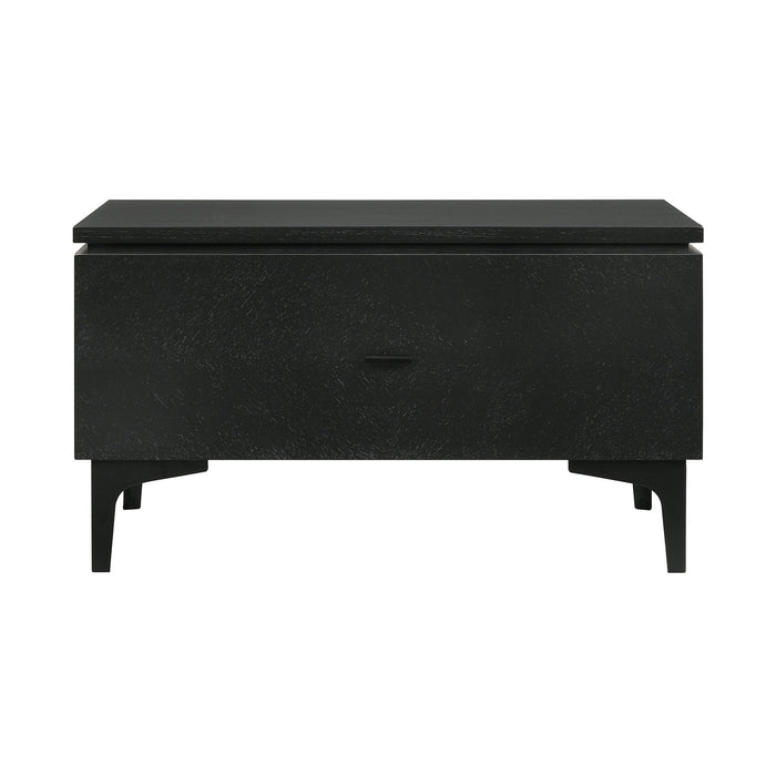 Legend Black Glaze Ash Veneer 1 Drawer Nightstand with Metal Legs