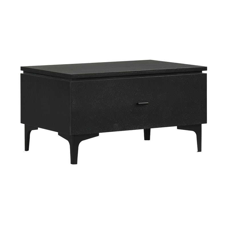 Legend Black Glaze Ash Veneer 1 Drawer Nightstand with Metal Legs - Furniture City (CA)l