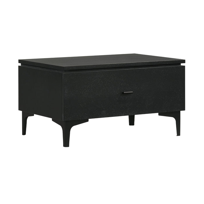 Legend Black Glaze Ash Veneer 1 Drawer Nightstand with Metal Legs