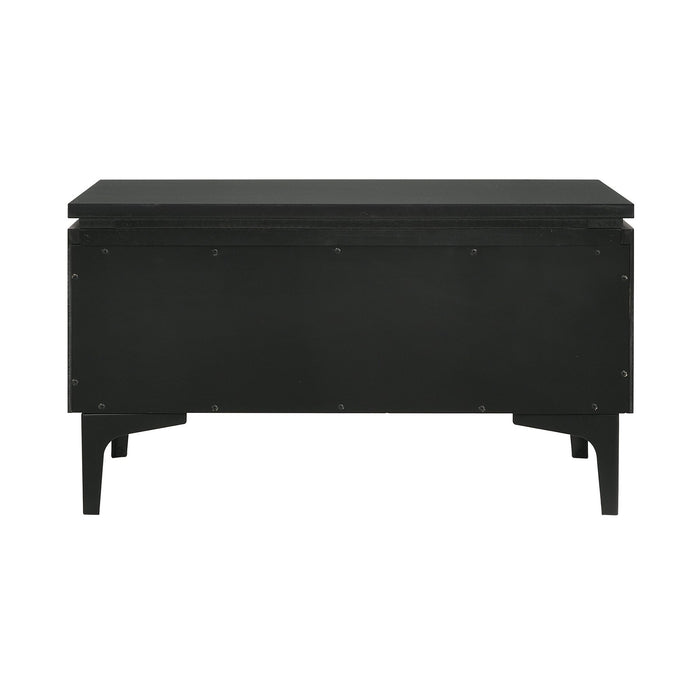 Legend Black Glaze Ash Veneer 1 Drawer Nightstand with Metal Legs