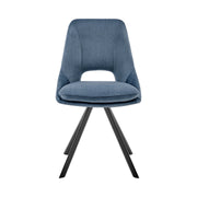 Lexi Dining Room Accent Chair in Blue Velvet and Black Finish - Set of 2 - Furniture City (CA)l