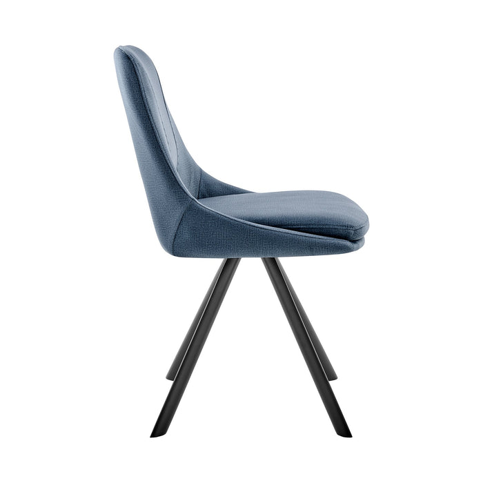 Lexi Dining Room Accent Chair in Blue Velvet and Black Finish - Set of 2