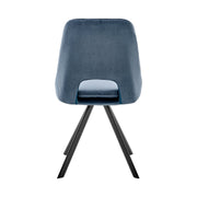Lexi Dining Room Accent Chair in Blue Velvet and Black Finish - Set of 2 - Furniture City (CA)l