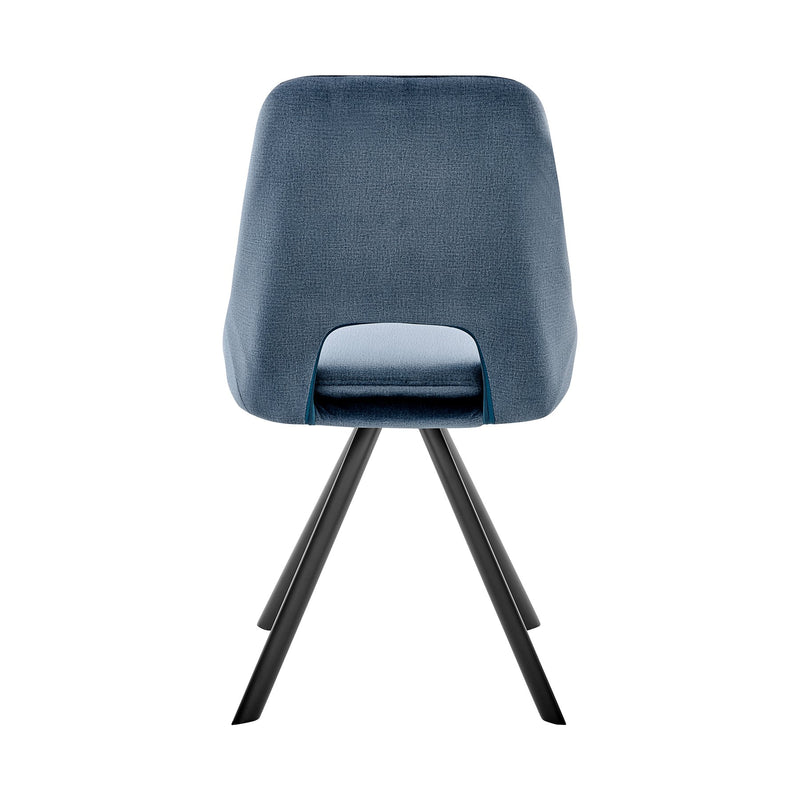Lexi Dining Room Accent Chair in Blue Velvet and Black Finish - Set of 2 - Furniture City (CA)l