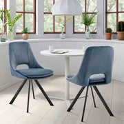 Lexi Dining Room Accent Chair in Blue Velvet and Black Finish - Set of 2 - Furniture City (CA)l
