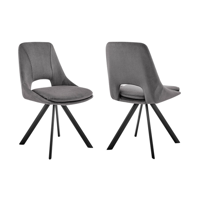 Lexi Dining room Accent Chair in Gray Velvet and Black Finish - Set of 2